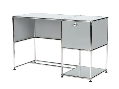 USM Haller Home Office Desk, USM matte silver, With cable entry hole