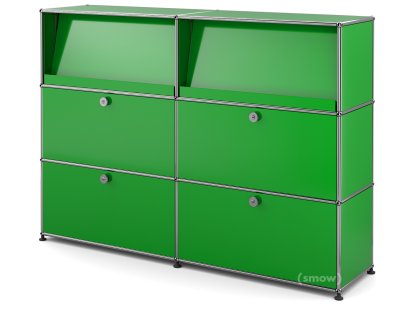 USM Haller Highboard L with Angled Shelves, USM green