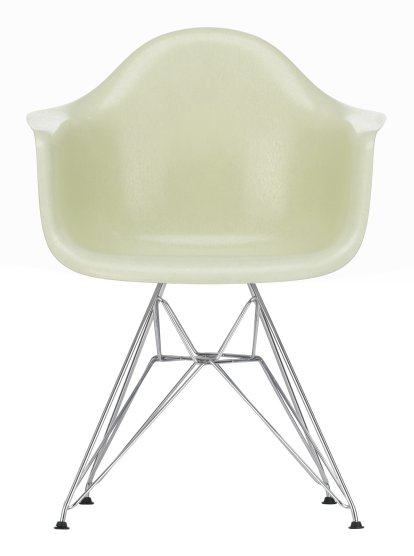 Eames Fiberglass Armchair DAR, Eames parchment, Chrome-plated