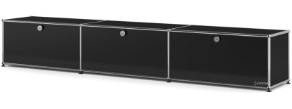 USM Haller Lowboard XL, Customisable, Graphite black RAL 9011, With 3 drop-down doors, 35 cm