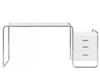 S 285/1 - S 285/2 Desk, Ash pure white, open-pored lacquered, S 285/1: 1 large darwer unit inside, right