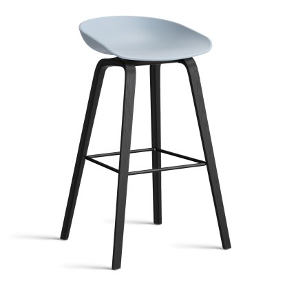About A Stool AAS 32, Bar version: seat height 74 cm, Black lacquered oak, Slate blue 2.0