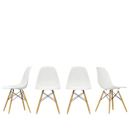 Eames Plastic Sidechair DSW Promotion Set of 4, White RE, yellowish maple