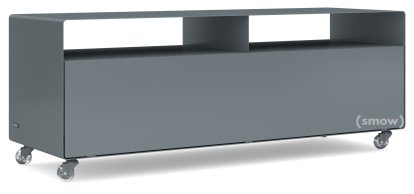 TV Lowboard R 109, Self-coloured, Basalt grey (RAL 7012), Transparent castors