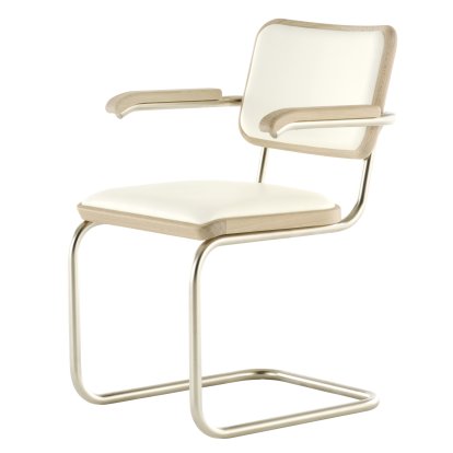 JS . Thonet - S 64 P/V Nordic Cantilever Chair, Nordic 03 - leather, alabaster white