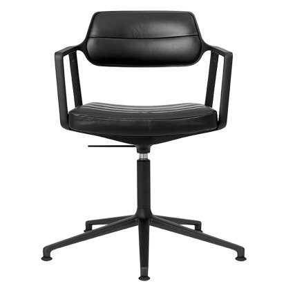 Swivel 453+ Chair, Black powder coated, Fixed base, Black leather