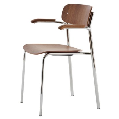 S 243 F Armchair, Chrome, Walnut clear lacquered