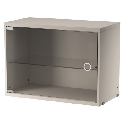 String System Cabinet Element with Swing Glass Door, Beige lacquered