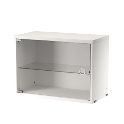 String System Cabinet Element with Swing Glass Door, White lacquered