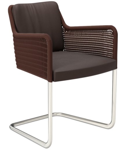 D43 Chair, Leather , Brown, Stainless steel, matt