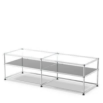 USM Haller side table Type 1, Glass, Mid grey RAL 7005