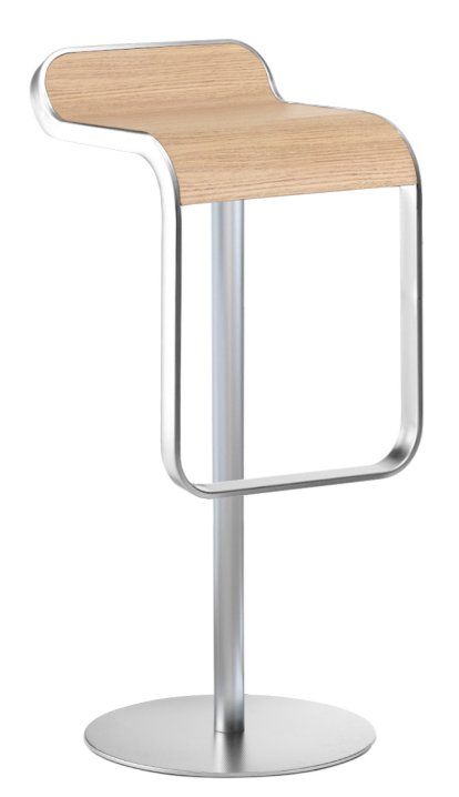 LEM Bar Stool, 80 cm - fixed, Bleached oak / matt chrome-plated