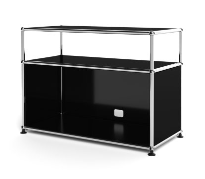 USM Haller Lowboard M with Extension, Customisable, Graphite black RAL 9011, With drop-down door, With cable entry hole bottom centre