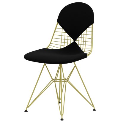 Wire Chair DKR , Powder-coated citron, Seat and backrest cushion (Bikini), Nero