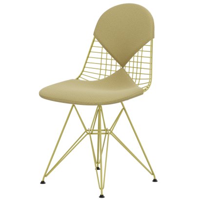 Wire Chair DKR , Powder-coated citron, Seat and backrest cushion (Bikini), Apollo golden yellow / white