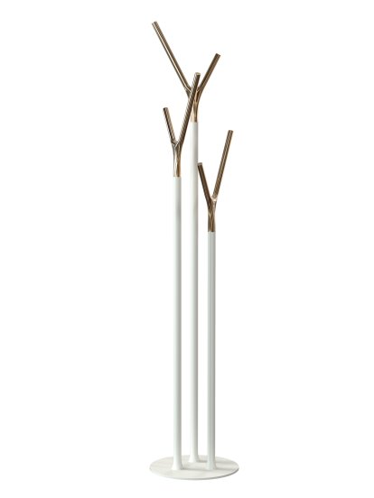Wishbone Coat Rack, White matt / polished gold 