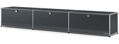 USM Haller Lowboard XL, Customisable, Anthracite RAL 7016, With 3 drop-down doors, 35 cm