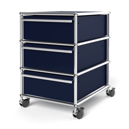 USM Haller Mobile Pedestal with 3 Drawers Type 1 (with Counterbalance), No locks, Steel blue RAL 5011