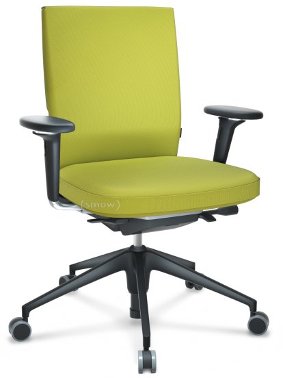 ID Soft, FlowMotion-with tilt mechanism, with seat depth adjustment, With 3D-armrests, 5 star foot , basic dark plastic, Basic dark, Silk mesh seat and back, Avocado, Soft castors for hard floor surfaces