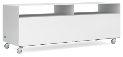 TV Lowboard R 109, Self-coloured, Signal white (RAL 9003), Industrial castors