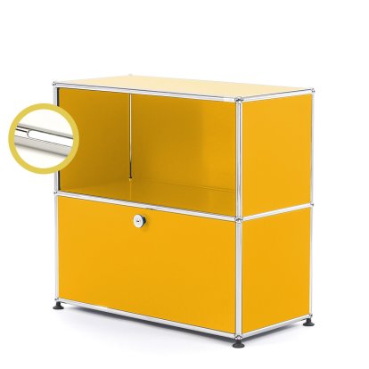 USM Haller E Sideboard M with Compartment Lighting, Golden yellow RAL 1004, Cool white