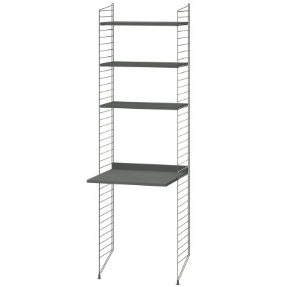 Floor Shelf with Desk, Dark grey lacquered
