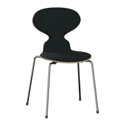 Ant Chair 3101 with Front Padding, Clear varnished wood, Walnut, natural, Remix 183 - Black, Chrome