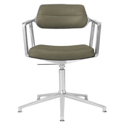 Swivel 453+ Chair, Polished, Fixed base, Bosco green leather