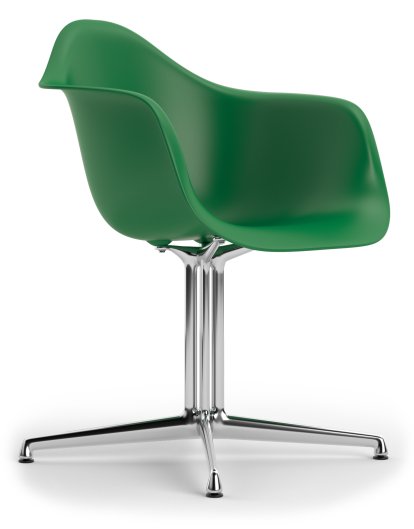 Eames Plastic Armchair DAL, Emerald, Without upholstery, Without upholstery, Aluminium polished, New seat height (43,0 cm)