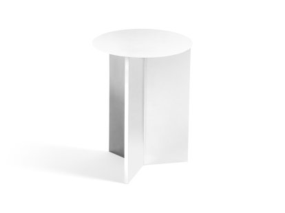 Slit Side Table, Steel, H 47 x Ø 35 cm, White powder coated