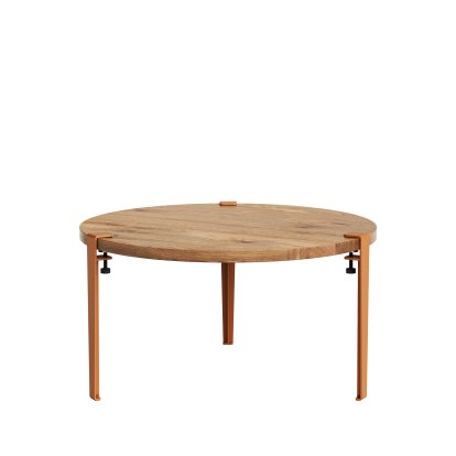 Tiptoe Side Table Brooklyn, Reclaimed oak, Tangerine red