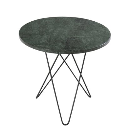 Tall Mini O Table, Green Indio, Steel, black powder-coated