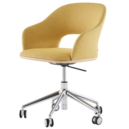 521 Swivel Chair, Polished aluminium, Fabric Cento - corn