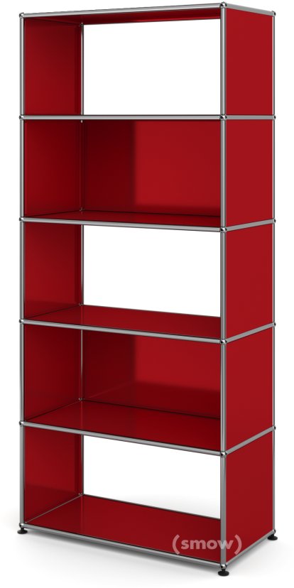 USM Haller Living Room Shelf M, 2 back panels, USM ruby red