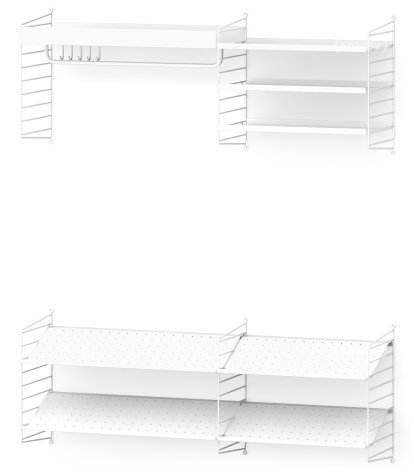 String System Coat Rack, Version 2 (W 140cm), White