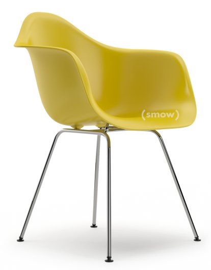 Eames Plastic Armchair RE DAX, Mustard, Without upholstery, Without upholstery, Standard version - 43 cm, Chrome-plated