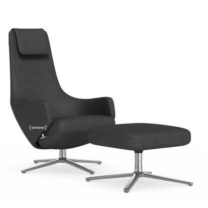 Repos, Chair Repos & Ottoman, Fabric Dumet carbon/black, 40 cm, Polished