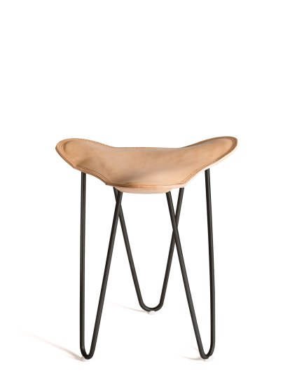 Trifolium Stool, Nature, Steel, black powder-coated