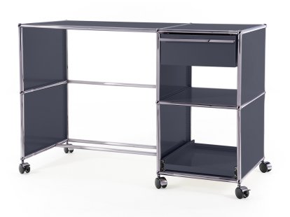 USM Haller Desktop on Castors Type 2, Mid grey RAL 7005