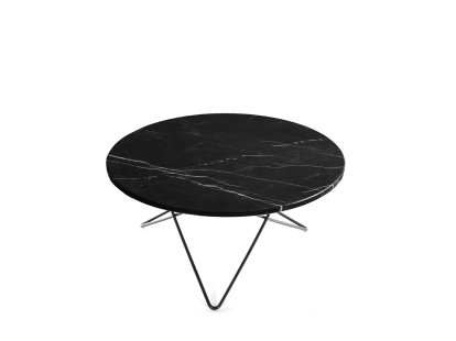 O Table, Black Marquina, Steel, black powder-coated