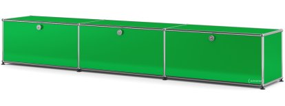 USM Haller Lowboard XL, Customisable, USM green, With 3 drop-down doors, 35 cm