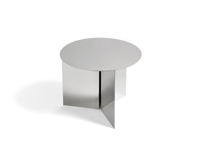 Slit Side Table, Steel, H 35,5 x Ø 45 cm, Mirror polished