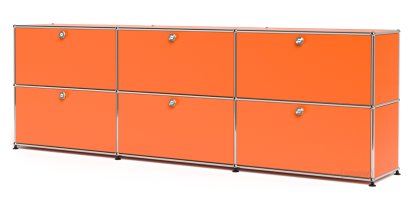 USM Haller Sideboard XL, Customisable, Pure orange RAL 2004, With 3 drop-down doors, With 3 drop-down doors
