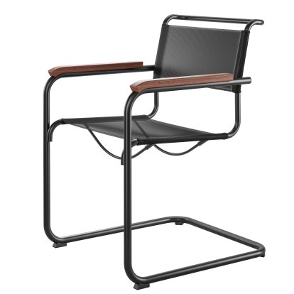 S 34 N All Seasons Cantilever Chair, Black, Black, Without Cushion, Iroko