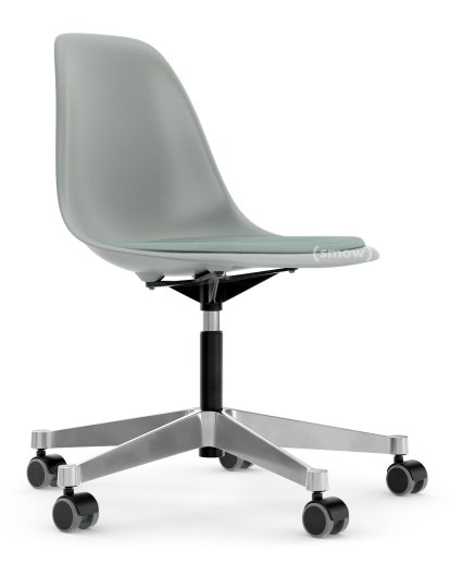 Eames Plastic Side Chair RE PSCC, Light grey, With seat upholstery, Ice blue / ivory