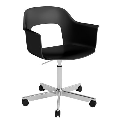 Layout 241 Swivel Armchair, Black, Polished aluminium
