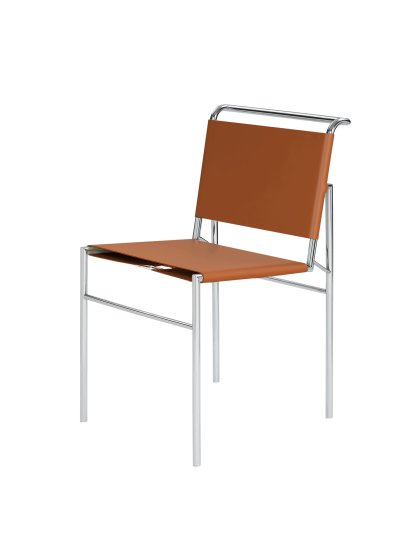 Roquebrune Chair, Cognac, Chrome-plated