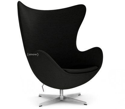 Egg Chair, Christianshavn, Christianshavn 1175 - Black Uni, Satin polished aluminium, Without footstool