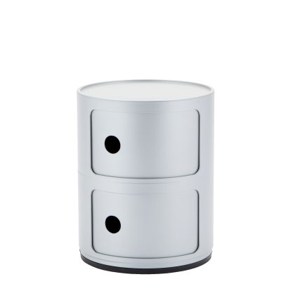 Componibili Container Round - 2 Compartments, Silver