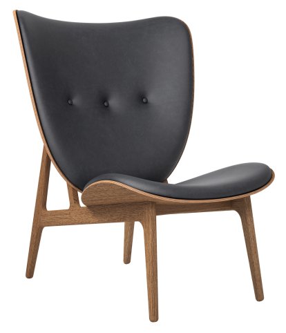 Elephant Lounge Chair, Dunes leather anthracite, Light smoked oak